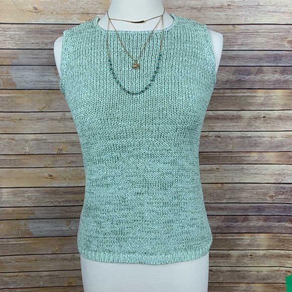 Tops - Linden Hill M Pale Green Sleeveless Crocheted Top